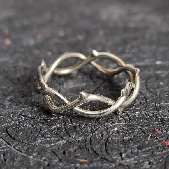 925 Sterling Silver Thorns Roses Ring Regal Rose Goth Punk - Picture 1 of 2